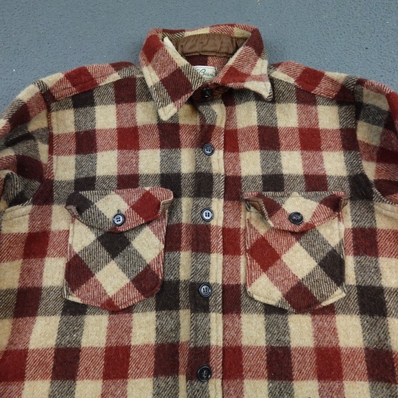 Vintage LL Bean Script Shirt Mens Large Multicolor Plaid Wool Flannel Button Up - Picture 4 of 12